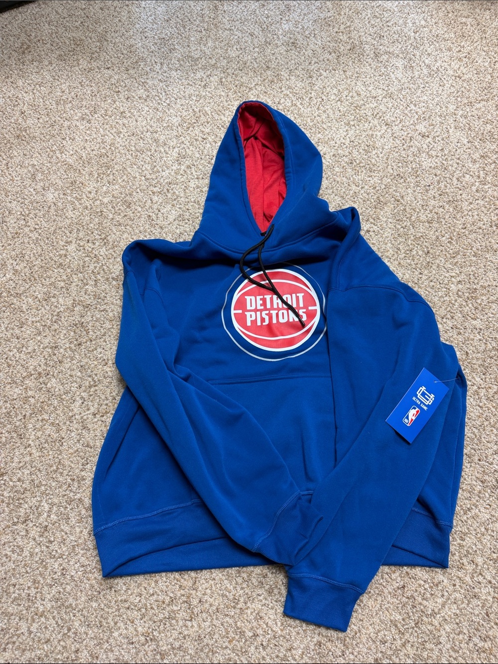 Detroit Pistons Blue Pullover Hoodie with Red Lining